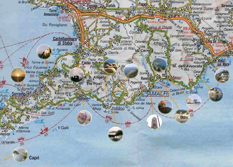 map of the amalfi coast